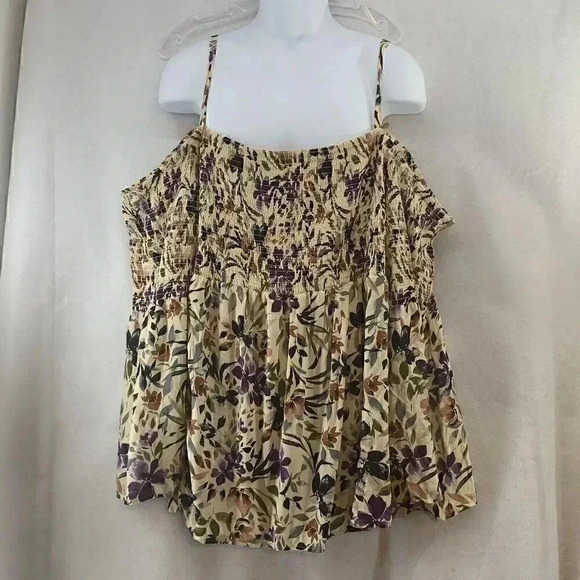 TORRID Challis Floral Long Sleeve Cold Shoulder Smocked Blouse Top Size 5 - Picture 4 of 8